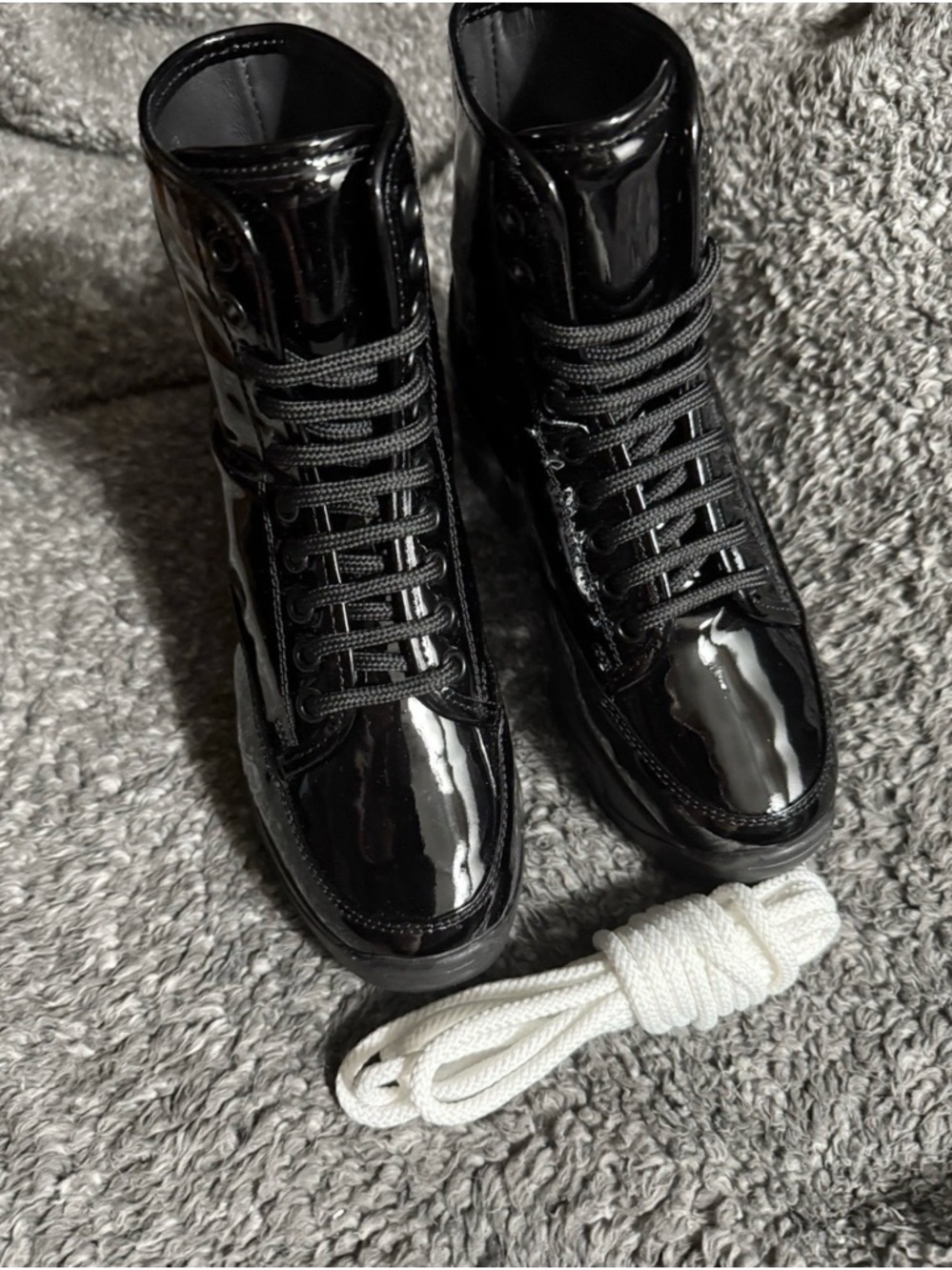 IRI  Black Patent Leather Combat Style Boots Size EU 34 USA 4 NWOB $275
No Box